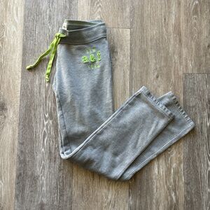 Y2K Abercrombie & Fitch Kids Gray Neon Green Sequin Low Rise Sweatpants Size M